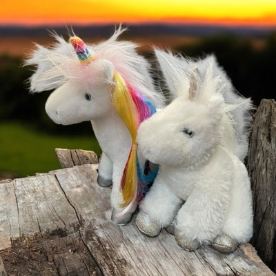 Lot 2 Douglas Unicorn Plush Elodie Senna Rainbow Nursery Decor 9'' Stuffed Animal