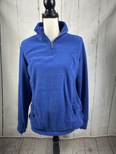 Tek Gear Fleece Pullover Womens Indigo Blue 3/4 Zip Long Sleeve Thumb Hole Sz L