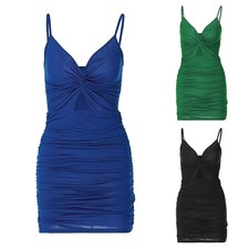 Midriff Cutout Dress Spaghetti Strap Dresses For Women Bodycon HollowOut V Neck