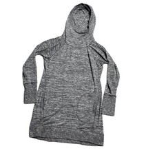 Athleta Blissful Hooded Tunic Dress Womens Sz Small Gray Athleisure Long Sleeve
