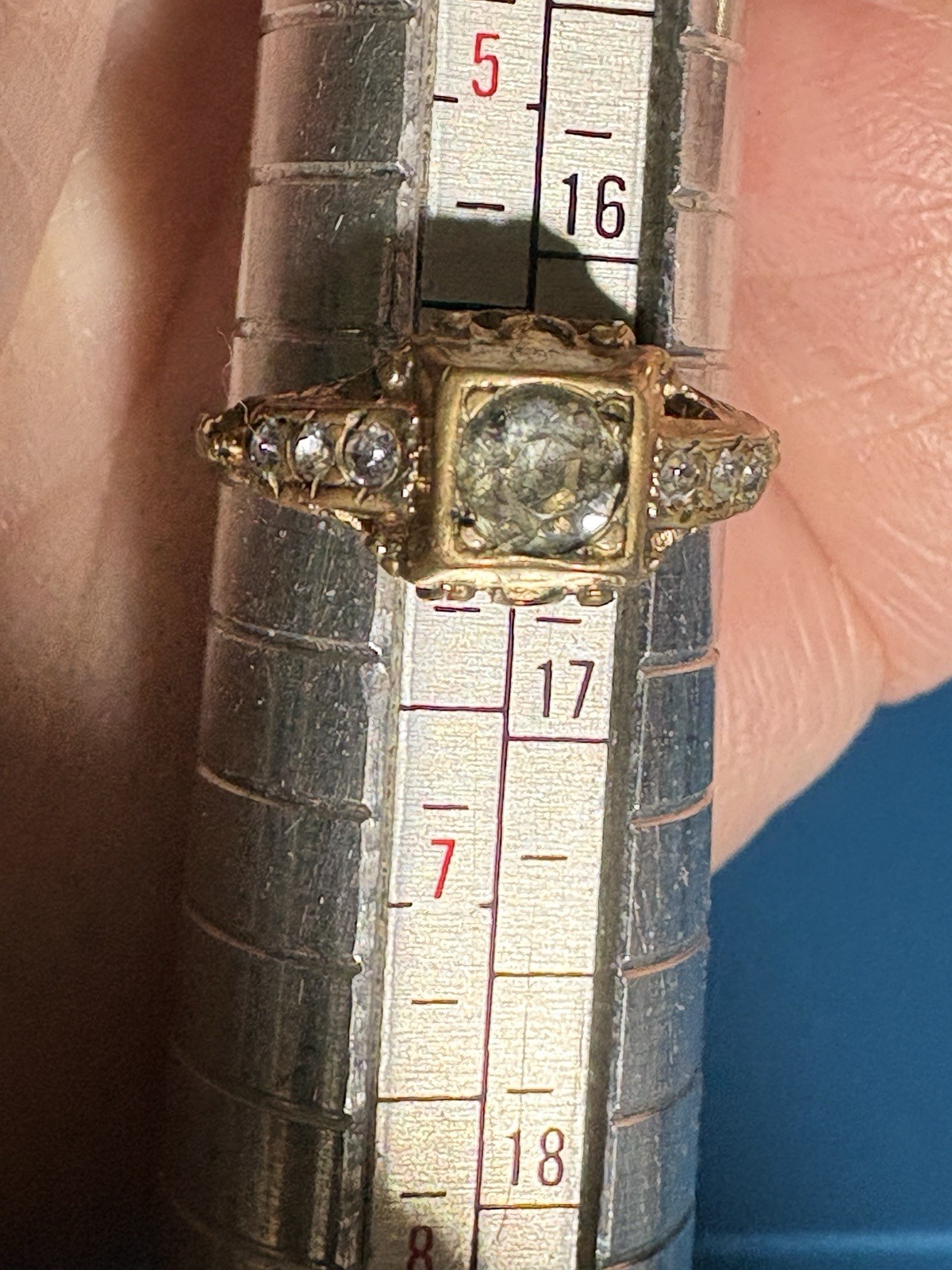 Antique Victorian Paste Ring Closed Back Paste St… - image 13