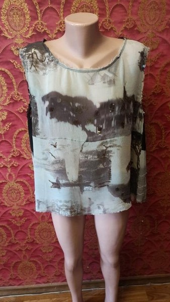 Women AllSaints Shirt Grey Silk 46 / 3XL / 54