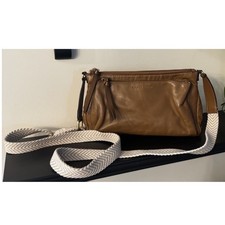Lucky Brand Genuine Leather Crossbody Koda Bag W/ Canvas Adjustable Strap