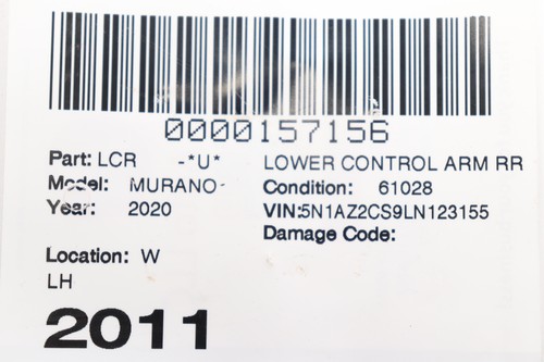 2009 - 2024 NISSAN MURANO REAR LEFT SUSPENSION LOWER RADIUS CONTROL ARM OEM - Picture 9 of 9