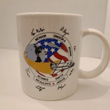 NASA Challenger Space Shuttle Mug 1986 Teacher Mcauliffe 7 Astronauts 