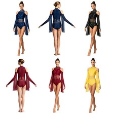 Women Leotard Skating Jumpsuit Unitard Bodysuit Athletic Ballet Dance Ballroom