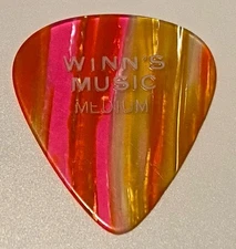Vintage 1960's-Orange Striped  Guitar Pick- Winn’s Music Medium-Unused