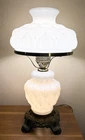 Antique 1940s Hedco Milk Glass Lamp Hurricane Table GWTW 3-way Quilted 3001