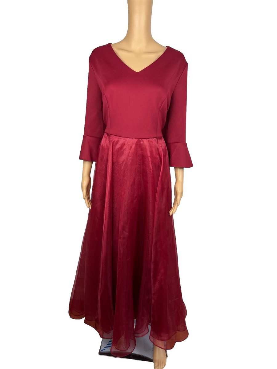 Terramina NY Polyester Dress 12 Maroon Fit Flare Formal Party Maxi Bell Sleeves | eBay Terramina NY Polyester Dress 12 Maroon Fit Flare Formal Party Maxi Bell Sleeves | eBay