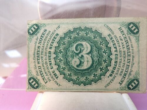 1863 3 Cents 3rd Issue Fractional Currency Higher Grade #1 - Picture 3 of 5