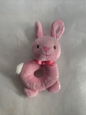 Prestige Baby Pink My First Bunny Check Gingham Ears Plush Rattle 2014