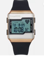 KangaROOS Damen Chronograph Armband Uhr Pulssensor Silikon schwarz 45/38mm