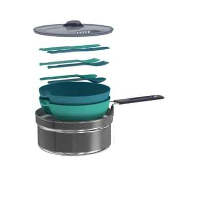 Decathlon Camping Stainless Cookset - Quechua (1 Pan, 1 Lid, 2 Bowls, 2 Cutlery)