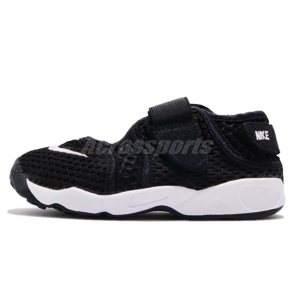 Nike Little Rift TD Boys Black White Strap Toddler Infant Casual Shoe