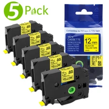 5PK TZ-631 Label Tape Black / Yellow TZe-631 For Brother P-touch PT-1880 12mm*8m