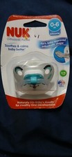 NUK Orthodontic Pacifier 0-6 Months Silicone Nipple PANDA BEAR White Teal, NEW