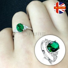 Adjustable Shiny Green Dress Sterling Silver Imitation Diamond Engagement Rings