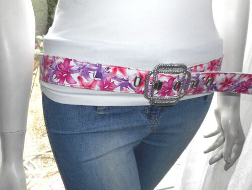 ceinture à fleurs pour femme neuve taille réglable boucle argentée - Photo 1/2