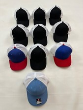 Vintage Lot of 10 Mixed Black Blue Snapback Baseball Cap Hats One Size USA Made
