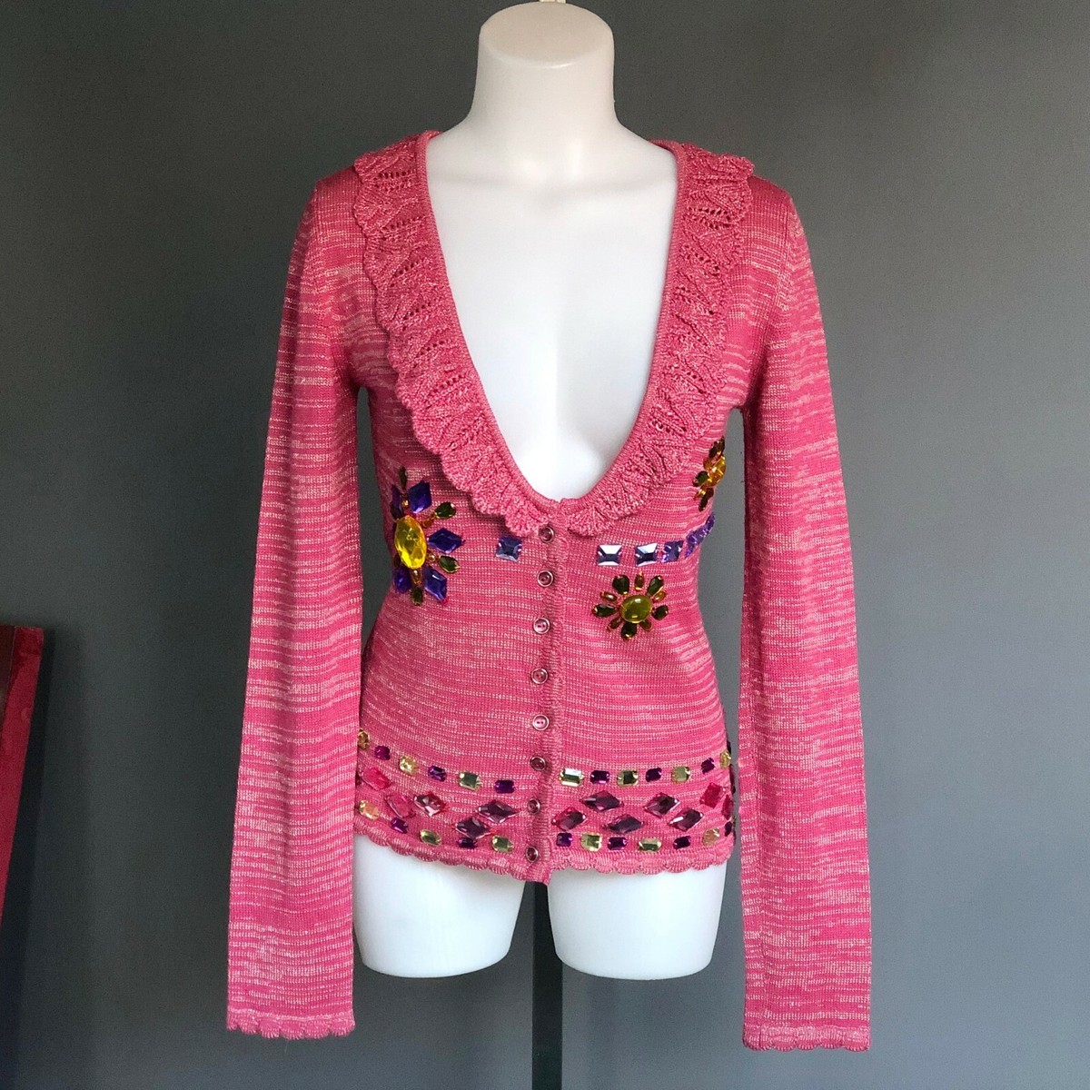 トップス 80s Hand Knit Dusty Pink Wool Cardigan 80s Hand Knit Dusty Pink Wool Cardigan