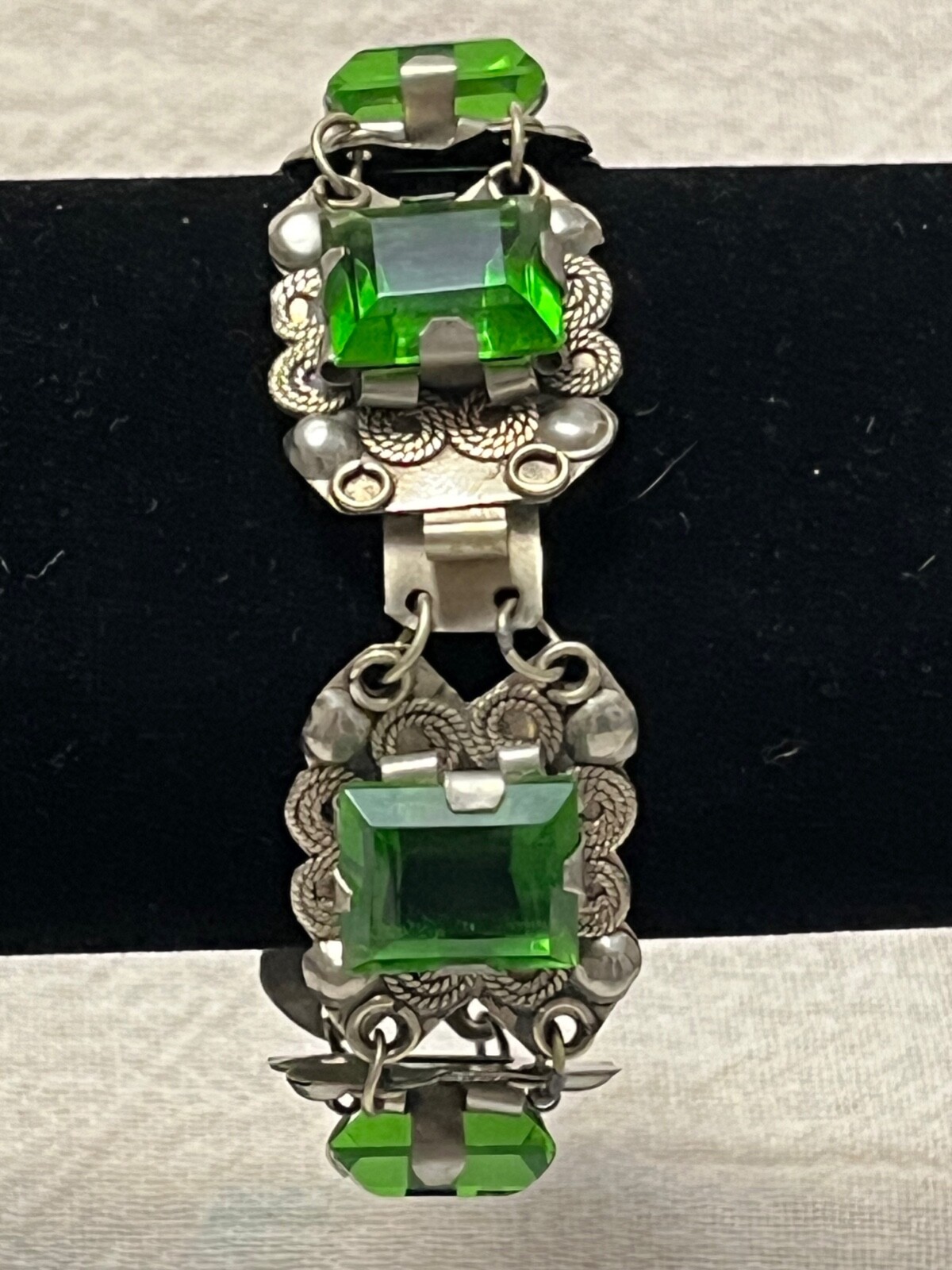 Vintage spring green rectangular glass organic si… - image 4