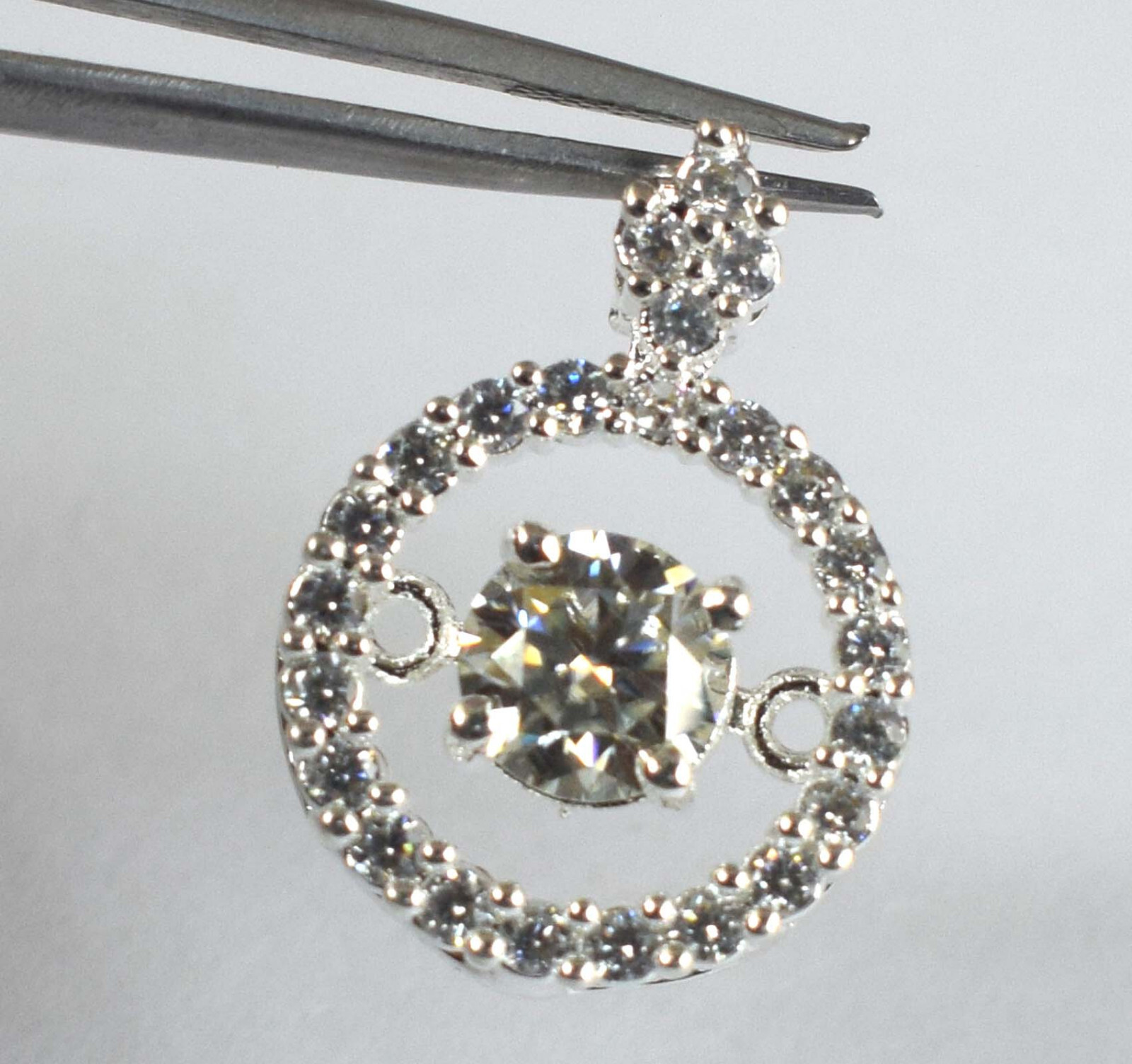 White Diamond Solitaire Pendant 1.06 Ct Round Cut Certified Good Luck Gift