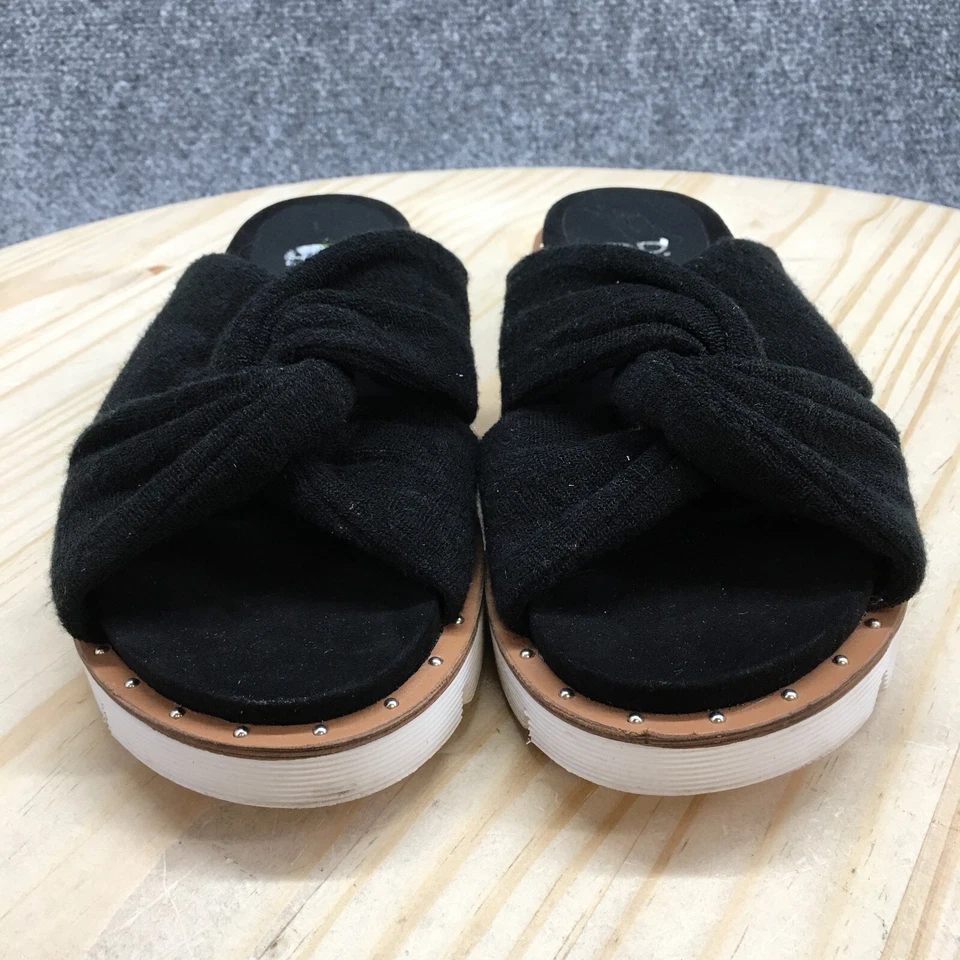 Sandalias BP para mujer 7 M informales cómodas sin cordones anudadas planas tela negra Foto 4 de 4