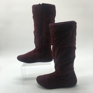maroon flat boots