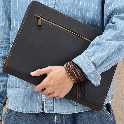 Real Leather Tablet Cover Case Mobile Pockets Storage Bag Fit For iPad 12.9 inch - Afbeelding 5 van 22