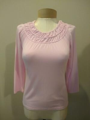 NWT $130 sz S ETCETERA VINTAGE PINK LIGHTWEIGHT RUCHED 3/4 SLEEVE T-SHIRT