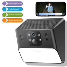 Cinnado2K Solar Wireless Security Camera Wall Light WIFI IP Outdoor AI Detection