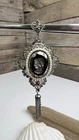Vintage Intaglio Glass Cameo Pendant Silver Tone Black Costume Jewelry 🖤