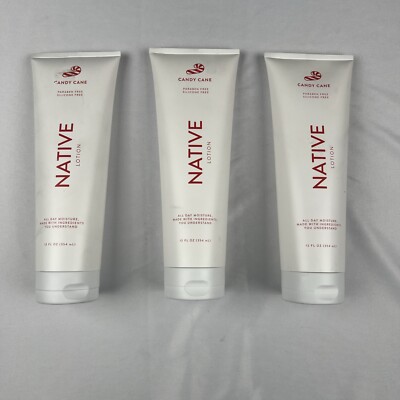 3 Bottles Native Limited Edition Holiday Candy Cane Lotion 12 oz
