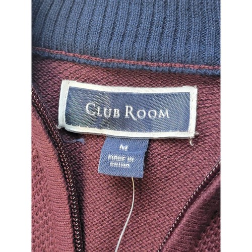 Club Room Quarter-Zip Mens Medium Red Plum Cotton Sweater NWT - Picture 6 of 8