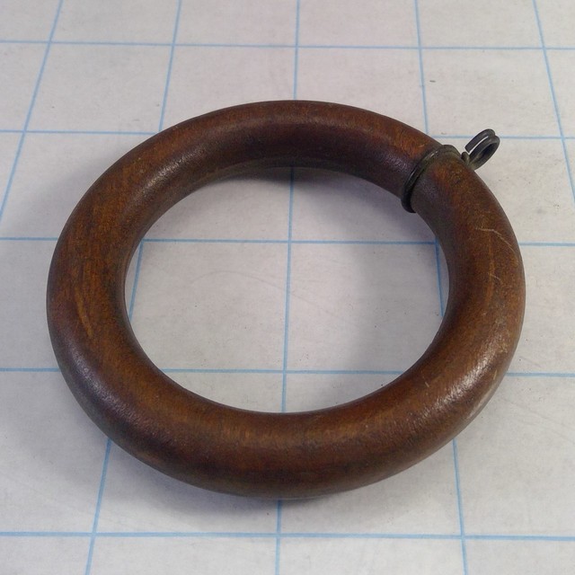Original Antique VICTORIAN Dark Wooden 3" Curtain Rod Hanger Ring Hoop