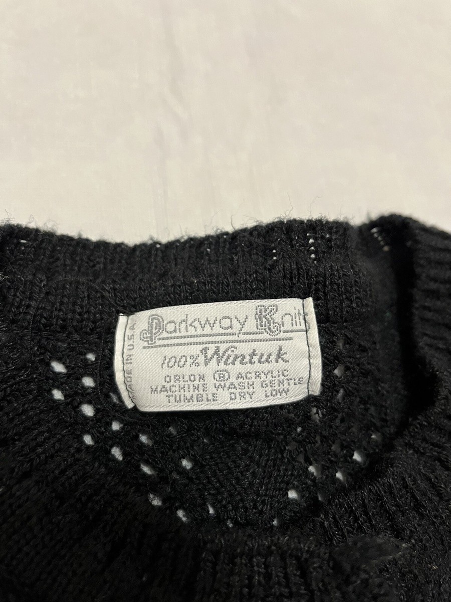 Vintage 70's Parkway Knits 100% Wintuk Orlon Acrylic Black