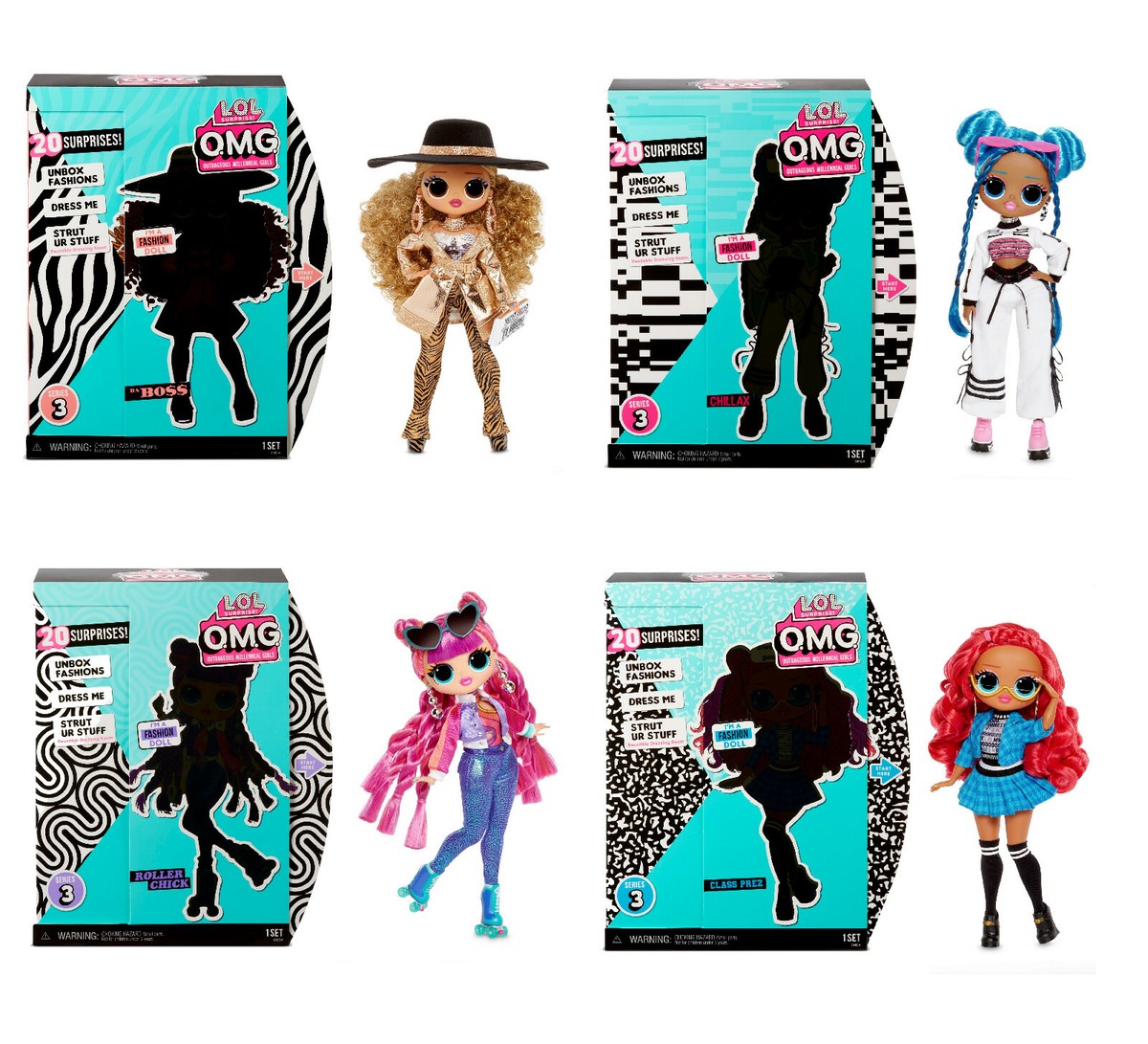 超美品です‼️ロージーモンスターミニフリルチェニック 4 LOL OMG Boss Chillax Roller Chick Class Prez Facion Doll Dolls