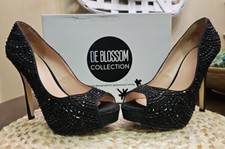 BLACK Sparkle Bling Rhinestone Heels Size 8 Formal Prom Homecoming Pagent