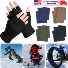 Half Finger Gloves Winter Knit Touch Screen Warm Stretch Mittens for Adults USA