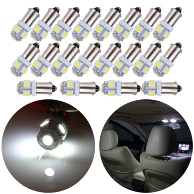 20PCS T11 BA9S 5-5050-SMD LED White Light Bulb Car Lamp T4W 3886X H6W 363 53 12V