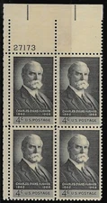 US Scott #1195, Plate Block #27173 1962 Charles Hughes 4c FVF MNH Upper Left