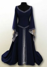 Women Medieval Renaissance Maxi Dress  Halloween Party Costume Flare Sleeve Gown