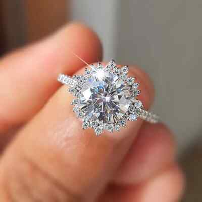 3,00 TCW Rundschliff D VVS1 Flora Design Verlobungsring 14k in Weißgold vergoldet