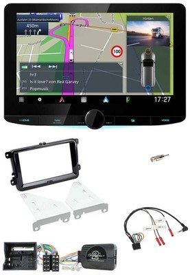 Kenwood Bluetooth DAB TMC 2DIN Lenkrad USB Navigation für VW T6 15-19 piano schw