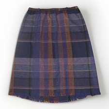VTG 90s Century Boston Skirt Sz 10 Blue Brown Plaid Wool Pleated Midi A Line USA