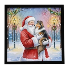 Caroline's Treasures Sheltie with Santa Claus Framed Metal Print FNT1080MFP88