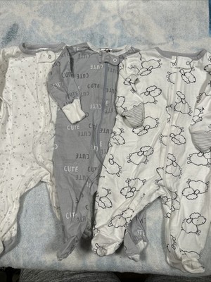 Gerber NB sleeper baby infant LOT 3 unisex Gray White