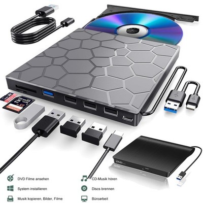 8 in 1 Externes CD/DVD Laufwerk Brenner Player Laptop Mac OS USB 3.0 2.0 Type-C