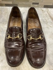 GUCCI Italy Authentic Brown Leather Men's HorseBit Loafers Size 11