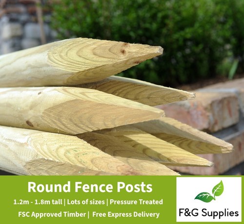 Round Wooden Fence Posts - Pressure treated timber - Pick the size and ...